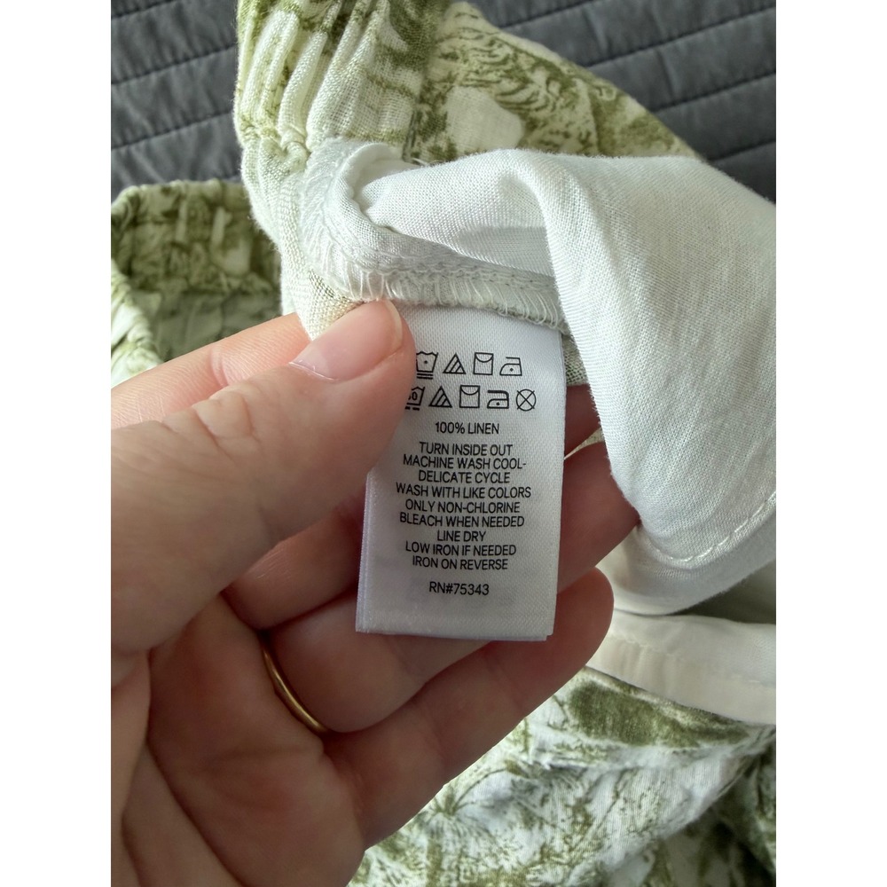 Rachel Zoe Green White Toile Safari Print 100% Linen Midi Skirt Womens Medium - Picture 4 of 9